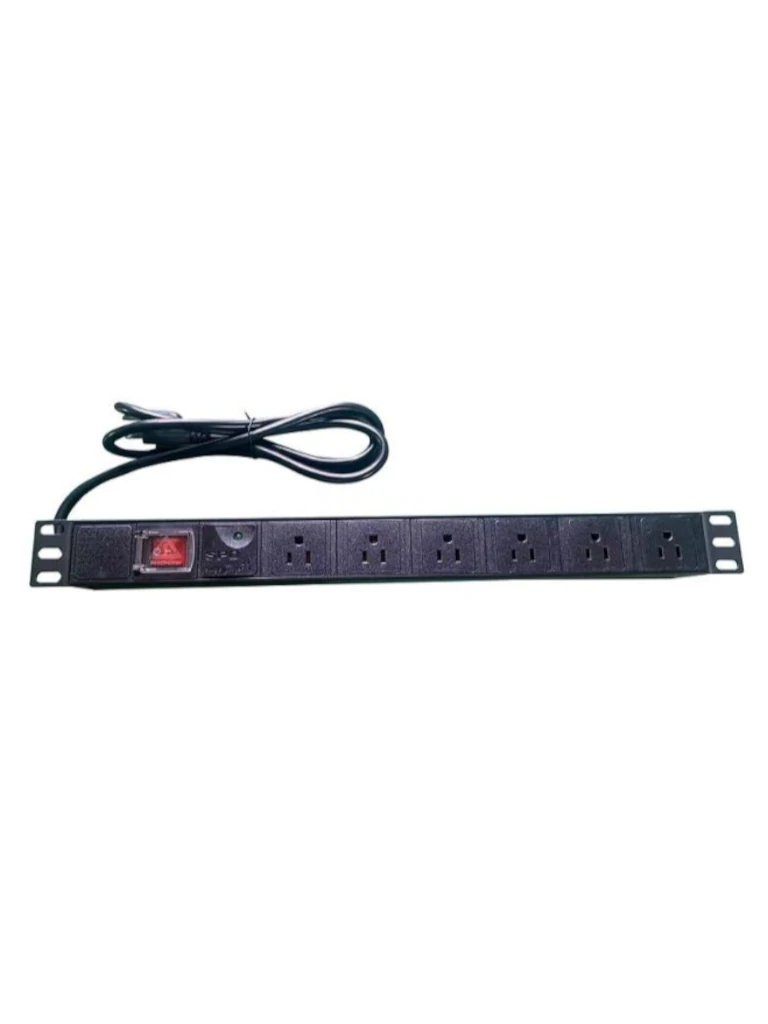 SAXXON PDU06-15A - Barra PDU con 6 Contactos Individuales , 15 Amp , 120V , 1UR , Protección contra rayos , Aleación de Aluminio