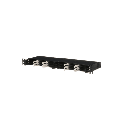 Panel de Distribución de Fibra Óptica, Acepta 18 Cassettes HD Flex en 4 Espacios, Hasta 144 Fibras, 1 UR