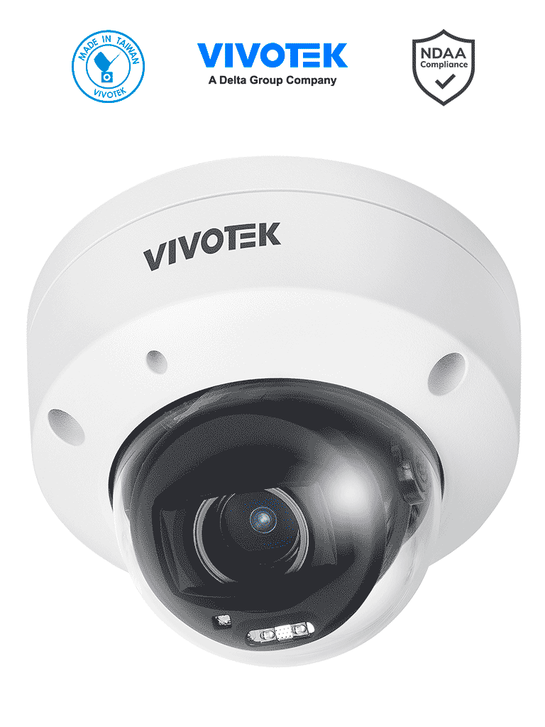 VIVOTEK FD9380-HTV-V2 - Cámara IP domo exterior 5 MP, lente varifocal remoto 2.7-13.5mm, Smart IR 30m, WDR Pro, Ciberseguridad Trend Micro, IA Smart search, Micrófono integrado, IP66/IK10, NDAA, ONVIF