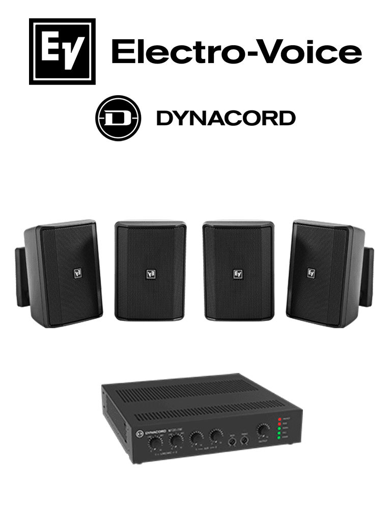 [RBM1390039] ElectroVoice M_KITU1202EVIDS - Kit de Audio / Amplificador Mixer 120W / 4 Altavoces EVID-S 15W Negras