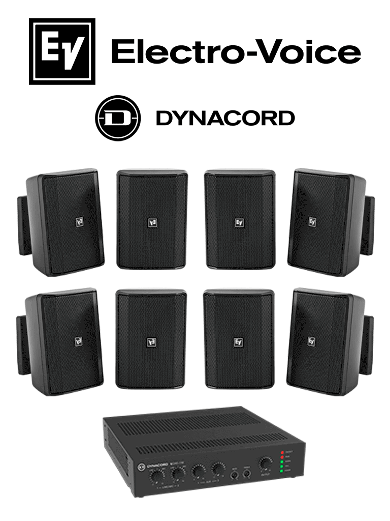 [RBM1390040] ElectroVoice M_KITU2404EVIDS - Kit de Audio / Amplificador Mixer240W / 8 Altavoces EVID-S 15W Negras