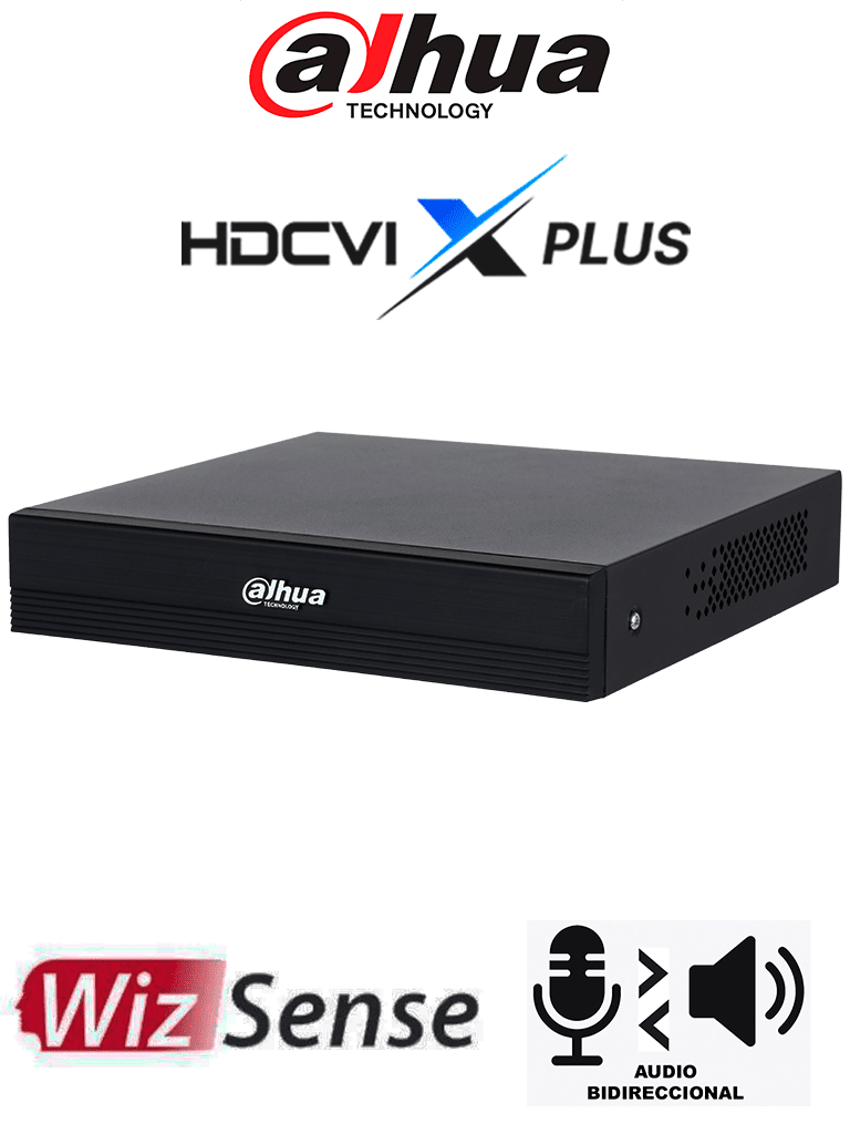 DAHUA DH-XVR1B08H-I/T - DVR de 8 canales 5MP Lite con WizSense y H.265+/ HDCVI X PLUS/ Audio Bidireccional en los 8 Canales/ Soporta 8 canales + 4 IP o hasta 12 canales IP/ SMD Plus y Búsqueda inteligente de Humanos y Vehículos/