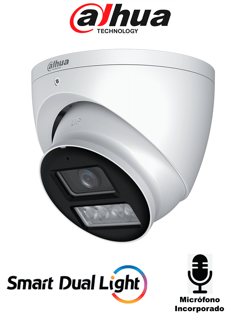 [DHT0300054] DAHUA HAC-HDW1239TN-IL-A-S3 - Camara Domo de 2 Megapixeles/ Iluminador Dual Inteligente+Full Color/ Lente de 2.8 mm/ 107 Grados/ Microfono Integrado/ WDR Real de 130 dB/ 40 Metros de Iluminación IR y Visible/ IP67/ #MCI2 #MCC