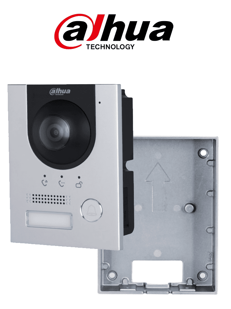 [DHT2220061] DAHUA  Paquete de Frente de calle DHI-VTO2201F-P-S2 IP 2MP/ IK 07/ IP 65/ Control de Cerradura/ Aluminio/ Compatible con App DMSS/ Apertura remota/ Alimentación a 12V+ Caja de insatalación en muro VTM115 de video portero DAHUA