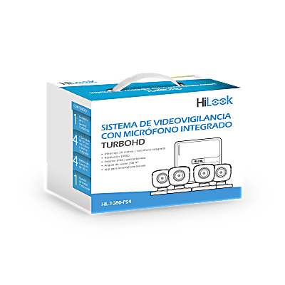 [239726] (MICRÓFONO Integrado) Kit TurboHD 1080p Lite / DVR 4 canales / Audio por Coaxitron / 4 Cámaras Bala de Policarbonato con Micrófono Integrado