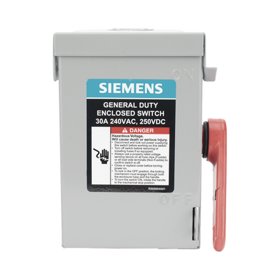 Interruptor de Seguridad GNF221A, 240Vca, 2 polos, 30 Amp, sin portafusibles, Nema 1.