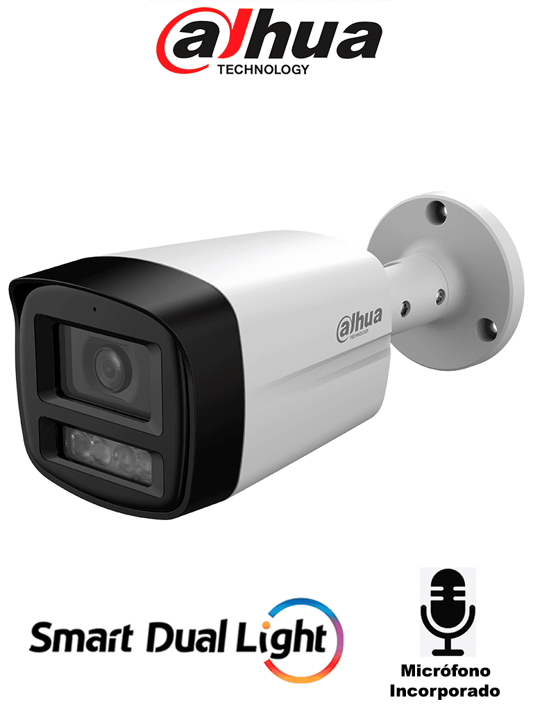 [DHT0290124] DAHUA DH-HAC-HFW1801TLMN-IL-A-S3- Cámara Bullet 4k/ Iluminador Dual Inteligente / Lente de 2.8 mm/ 106 Grados de Apertura/ Microfono Integrado/