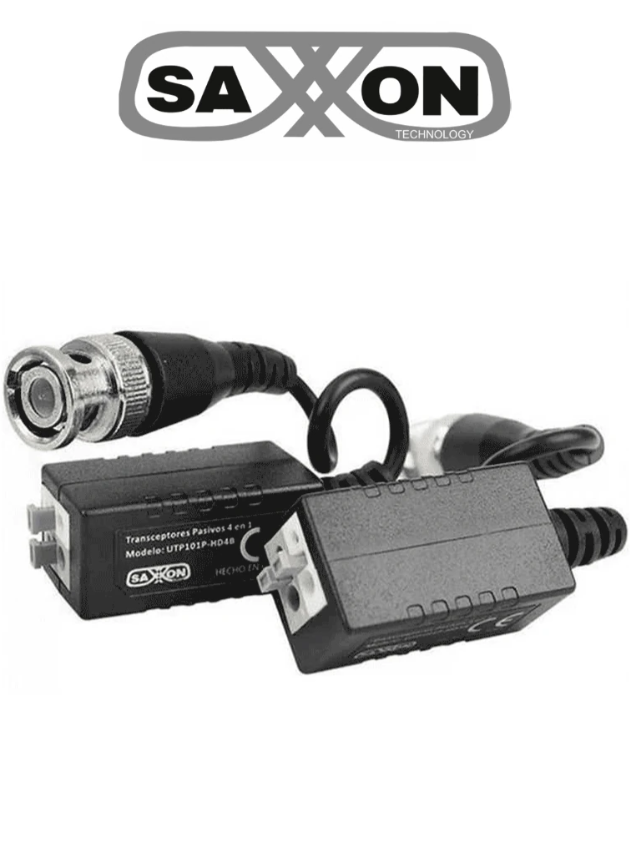 [SXN0410008] SAXXON VB-03 Par de transceptores pasivos (Video Baluns) soporta 8MP 4k a 150m, 4MP a 200m, 1080p a 250m, 720p a 300m en CVI. Compatible con HDCVI, TVI, AHD y CVBS. Incluye 2 terminales Push para fácil conexión