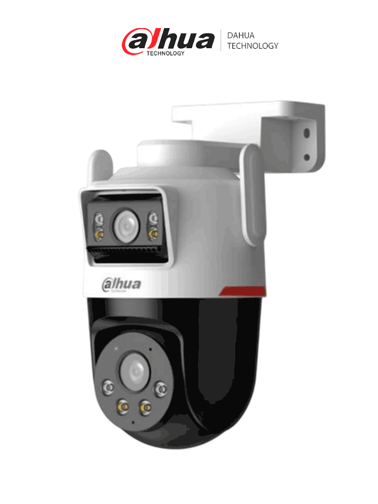 [DHT0150067] Dahua DH-IPC-PTS2349B3-SW-E2-PV-Cámara IP PT Wifi Dual de 6 MP,2 Lentes de 3MP(Fijo y PT),WizColor/ Detección inteligente de doble canal/Luz cálida de 40m, Microfono y Altavoz Integrados/IA/Autotracking/Disuación activa/Ranura MicroSD/IP66