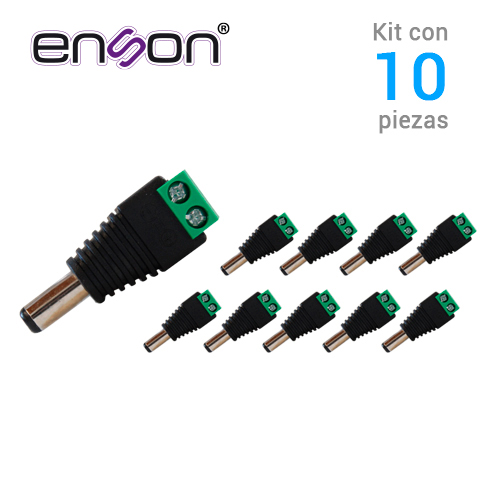 [CBAC3ENS01-K2] KIT 10 CONECTORES DE CORRIENTE MACHO 10x ENS-MC01 ENSON, TIPO JACK 3.5 MM PARA ALIMENTAR CAMARAS CCTV O REALIZAR EMPALME DE CABLEADO, CON BLOQUE POLARIZADO(+/-) PARA ATORNILLAR CABLE DE CORRIENTE O UTP, MEDIDAS DEL CONECTOR 2.1 x 5.5 mm