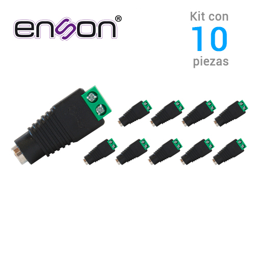 [CBAC3ENS02-K1] KIT 10 CONECTORES DE CORRIENTE HEMBRA 10x ENS-FC01 HEMBRA ENSON, TIPO JACK 3.5 MM PARA ALIMENTAR CAMARAS CCTV O REALIZAR EMPALME DE CABLEADO, CON BLOQUE POLARIZADO(+/-) PARA ATORNILLAR CABLE DE CORRIENTE O UTP, MEDIDAS DEL CONECTOR 2.1 x 5.5 MM