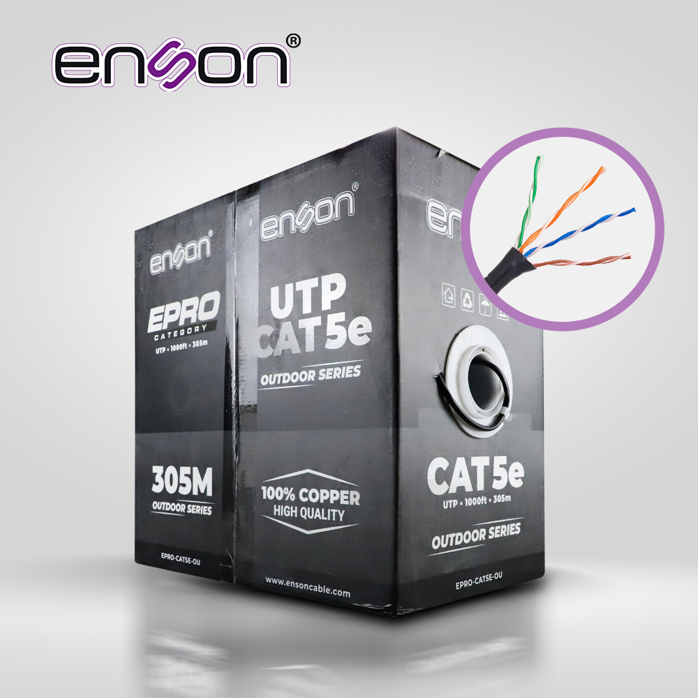 [CB02BENS32] CABLE UTP CAT5E ENSON EPRO-CAT5E-OU FORRO PE 4 PARES CALIBRE 24 AWG 100% COBRE USO EXTERIOR BOBINA 1000 PIES 305 METROS 
