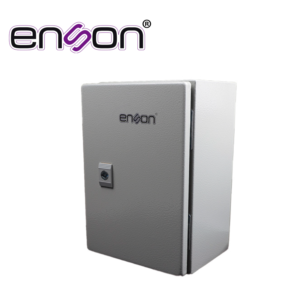 GABINETE DE ACERO ENSON ENS-NEM315 MONTAJE EN PARED / MEDIDAS 300MM ALTO × 200MM ANCHO × 150MM PROFUNDIDAD / CUERPO Y PUERTA DE 1.2 MM DE ESPESOR / PLACA DE MONTAJE GALVANIZADA DE 1.5 MM / GRADO DE PROTECCION IP66 / RESISTENCIA MECANICA IK10 / INCLUYE PLACA DE MONTAJE - SISTEMA DE CIERRE - JUNTA DE SELLO Y ACCESORIOS DE FIJACION