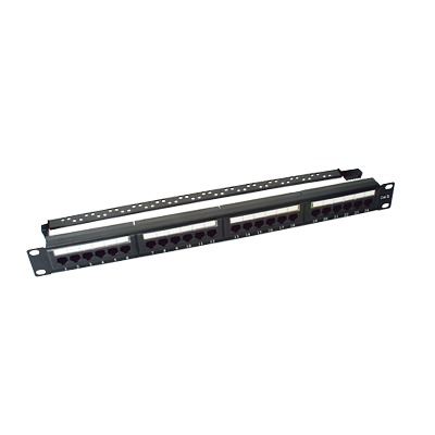 [65979] Panel de parcheo de impacto (110) UTP de 24 puertos Cat6, 19in, con barra para organizar cable