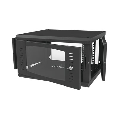 [74707] Gabinete para Montaje en Pared, con Puerta de Cristal Templado, Cuerpo Fijo, con 6 Unidades de Rack, de 19in, Fabricado en Acero
