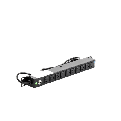 [87020] Tomacorriente Horizontal (PDU) de 10 Contactos (NEMA 5-15R) Rack 19" 1UR. Voltaje Entrada/Salida: 120Vca/15A