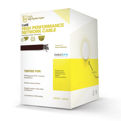 [88747] Bobina de cable de 305 m, ( 1000 ft ),  Cat5e, alto rendimiento, color blanco, UL, para aplicaciones en video vigilancia, redes de datos. Uso en interior