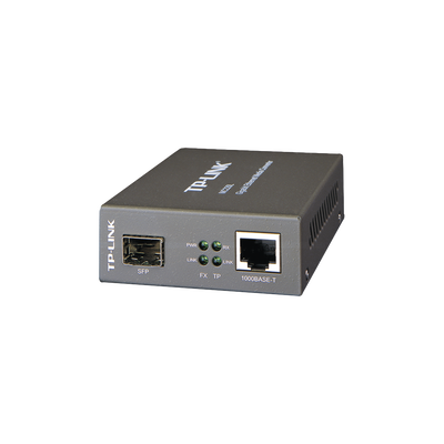[141350] Convertidor Fibra Óptica Monomodo o Multimodo / 1 Puerto SFP 1000 Mbps / 1 Puerto RJ45 10/100/1000 Mbps / Plug and Play 