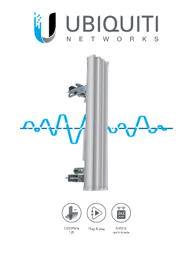 [UBI008002] UBIQUITI AM-5G19-120 - Antena Sectorial Airmax 5GHz / Exterior / 19 dBi / 120 Grados apertura /Compatible con ROCKET R5AC LITE, ROCKET LTU, ROCKET RP-5AC-GEN2, ROCKET M5/ 