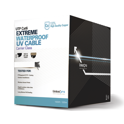 [166499] Bobina de cable UTP 305 Metros Cat6, Calibre 23, CLIMAS EXTREMOS, Color blanco, sin blindar, para intemperie