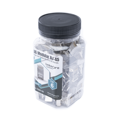 [161925] Bote con 100 Piezas de Plug Modular RJ45 Cat6 blindado con pin de tierra, chapado de oro a 30 micras para durabilidad extrema