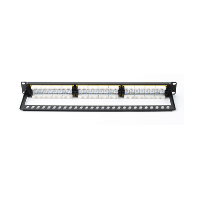 [75333] Panel de parcheo de impacto (110) UTP de 24 puertos Cat6A, 19in, con barra para Organizar cables y espacio para Etiqueta
