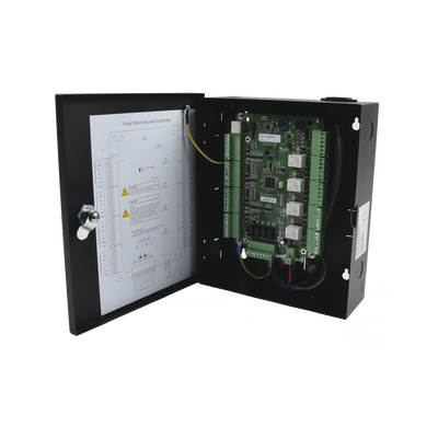 [97697] Controlador de Acceso para 4 Puertas y 4 Lectores / Fácil Administración con Software Gratuito / Incluye Gabinete y Fuente de Alimentación 12Vcc/8A / 10,000 Tarjetas / 50,000 Eventos