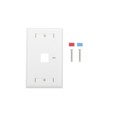 [67813] Placa de pared de 1 puerto, Keystone, con espacio para etiqueta, Color Blanco 