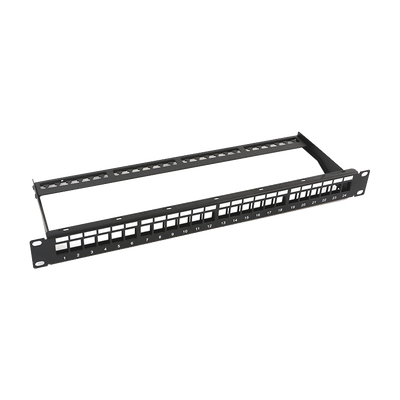 [144742] Patch panel modular sin blindaje de 24 puertos, 1U, con barra para organizar cable 