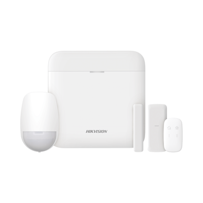 [200321] (AX PRO) KIT de Alarma AX PRO / Incluye: 1 Hub con bateria de respaldo / 1 Sensor PIR / 1 Contacto Magnético slim / 1 Control Remoto / WiFi / Compatible con Hik-Connect P2P