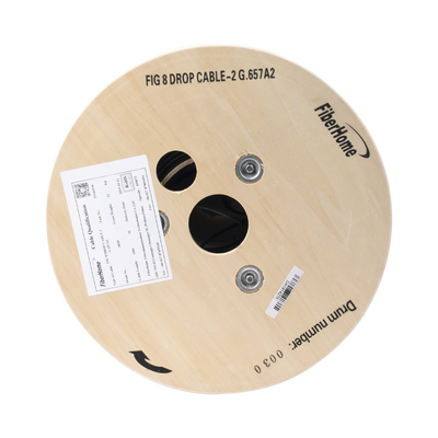 [172105] Carrete de 1 km de Fibra Óptica Aérea Mini Figura 8 G.657A2 tipo Drop, Monomodo de 2 Hilos (bifibra), Color Negro