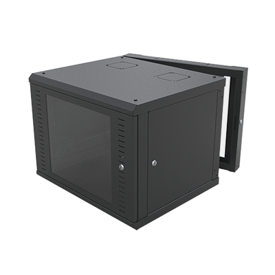 [174513] Gabinete Abatible de Pared (Con Marco Trasero) con Rack 19" de 9 Unidades. Ventana de Cristal Templado.