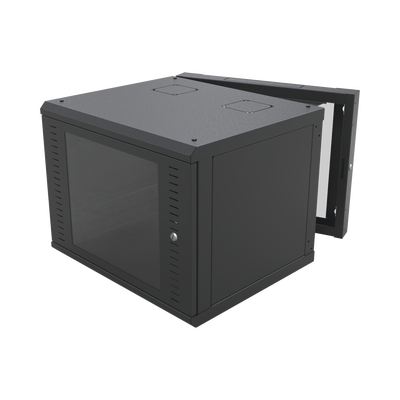[172222] Gabinete Abatible de Pared (Con Marco Trasero) con Rack 19" de 12 Unidades. Ventana de Cristal Templado.