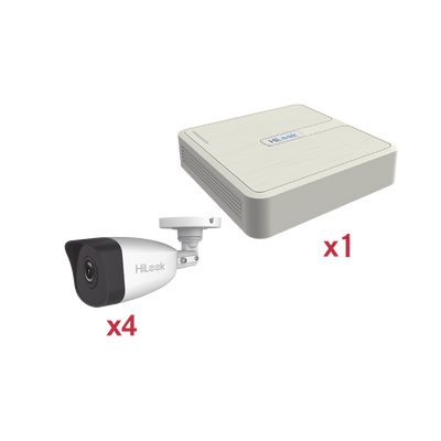 [191239] Kit IP 1080p (2 Megapixel) / NVR de 4 Canales con 4 Puertos PoE / 4 Cámaras IP Bala para Exteior
