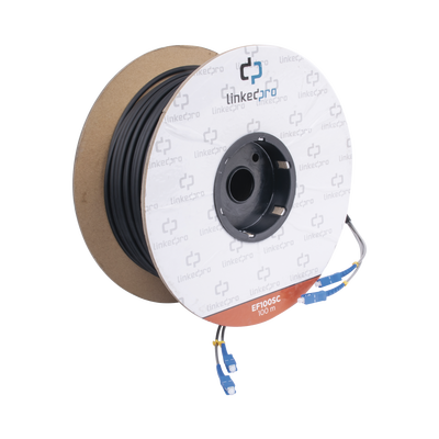 [169887] Carrete de Fibra Óptica Monomodo con conectores SC-SC Duplex, Reforzada con Kevlar, de 100 metros