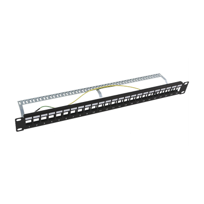 [144747] Patch panel modular Blindado (STP) de 24 puertos, con barra para organizar cable 