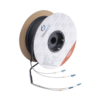 [170192] Carrete de Fibra Óptica Monomodo con conectores LC-LC Duplex, Reforzada con Kevlar, de 100 metros