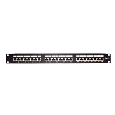 [65984] Panel de parcheo de impacto Blindado (STP) de 24 puertos Cat5e, 19in