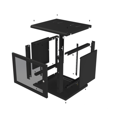 [205920] Gabinete de Pared Fijo, Puerta Perforada, con Rack de 19in, 9 Unidades de Rack