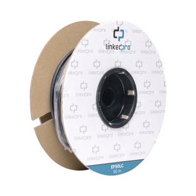 [170190] Carrete de Fibra Óptica Monomodo con conectores LC-LC Duplex, Reforzada con Kevlar, de 50 metros