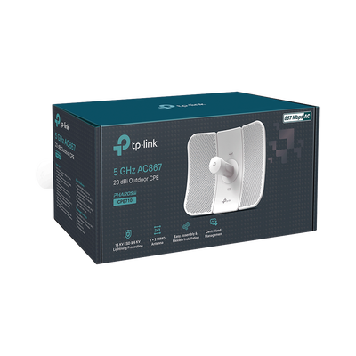 [191233] CPE de Exterior de 5 GHz AC 867 Mbps, Antena direccional de 23 dBi, potencia de 29 dBm, PoE pasivo