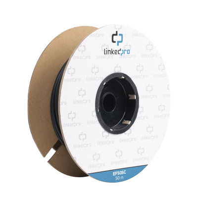 [169885] Carrete de Fibra Óptica Monomodo con conectores SC-SC Duplex, Reforzada con Kevlar, de 50 metros