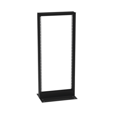 [183227] Rack de 2 Postes (Doble Perforación), Estándar 19", 24 Unidades, Fabricado en Acero, Base "L" para Anclar a Piso.