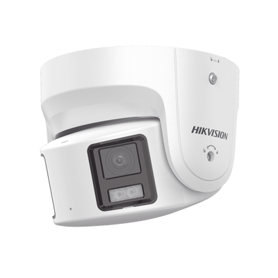 [205721] [ PROTECCIÓN ACTIVA ] Turret IP Panorámica 8 Megapíxel / 2 Lentes 4 mm (180°) / Imagen a Color 24/7 (ColorVu) / PoE / WDR 130° / IP67 / ACUSENSE / Luz Estroboscópica y Alarma Audible / 30 mts Luz Blanca / Micro SD