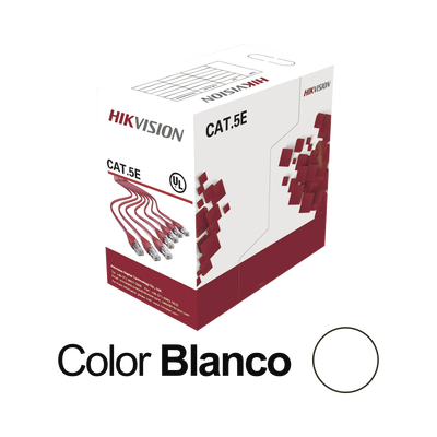 [196450] Bobina de Cable UTP 305 Metros / Cat5E (24 AWG) / Color Blanco / PVC (CM) / Uso en Interior / 100% Cobre / Aplicaciones de CCTV y Redes de Datos