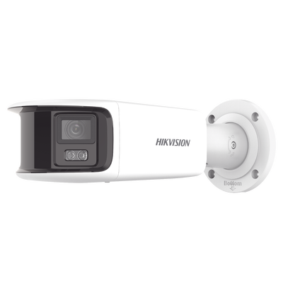 [205722] [ PROTECCIÓN ACTIVA ] Bala IP Panorámica 8 Megapixel / 2 Lentes 4 mm (180°) / Imagen a Color 24/7 (ColorVu) / PoE / WDR 130° / IP67 / ACUSENSE / Luz Estroboscópica y Alarma Audible / 40 mts Luz Blanca / Micro SD