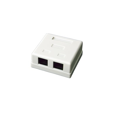 [66000] Caja de pared con 2 puertos, incluye 2 jacks UTP Cat5e Keystone