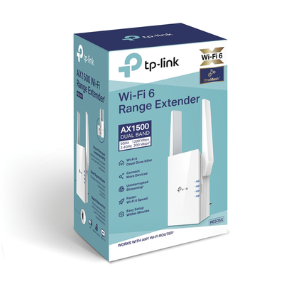 [196738] Repetidor / Extensor de Cobertura WiFi AX 1500 Mbps, doble banda 2.4 GHz y 5 GHz, con 1 puerto 10/100/1000 Mbps