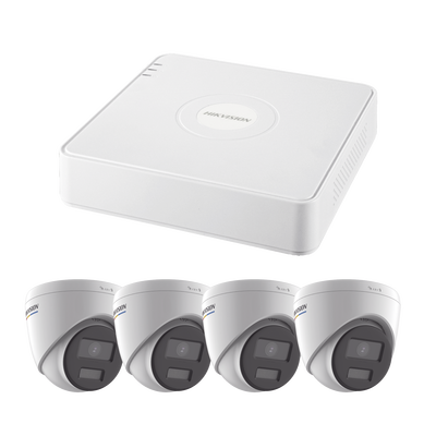 [209195] Kit IP 1080p (2 Megapixel) / NVR de 4 Canales con 4 Puertos PoE / 4 Cámaras IP Turret ColorVu y ACUSENSE Lite