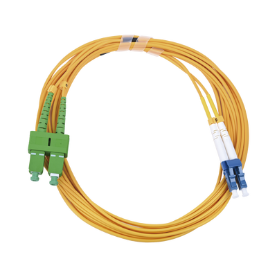 [188701] Jumper de Fibra Óptica Monomodo 9/125 LC/UPC-SC/APC, PVC, 2.0 mm, Dúplex, amarillo, 3 metros